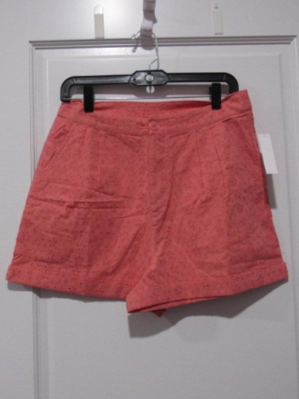 Venus Eyelet Cuffed Button Shorts Coral 10 NWT